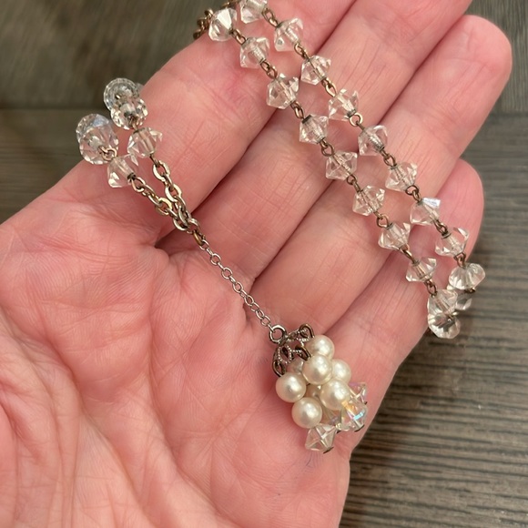 Vintage Cut Glass Crystal Y Necklace with Tassel - Picture 5 of 15